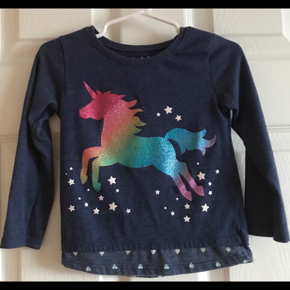 Rainbow unicorn navy blue long sleeve shirt